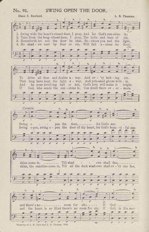 Awakening Praises: for Sunday-schools, singing-schools, revivals, conventions and general use in christian work and worship page 98