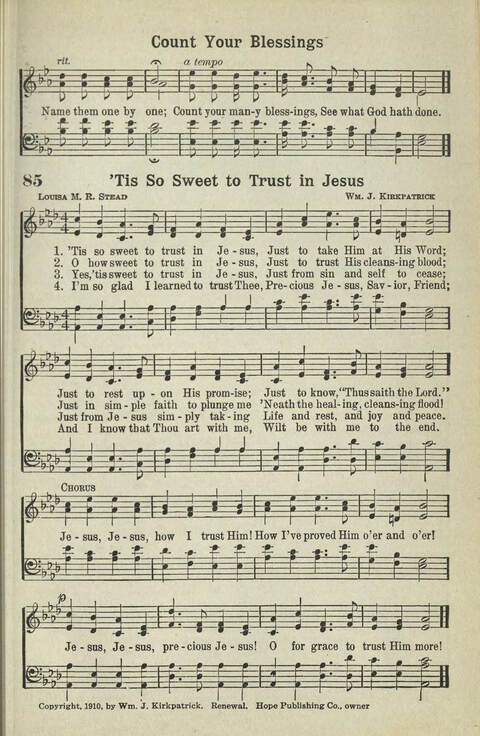 Abiding Songs: A special collection of standard hymns and gospel songs, long-cherished and forever abiding. Designed to generate wholesome, worshipful services of song among all organizations of ... page 77