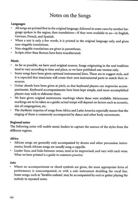 Agape: songs of hope and reconciliation page viii