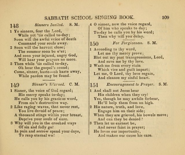 The American Sabbath School Singing Book: containing hymns, tunes, scriptural selections and chants, for Sabbath schools page 109