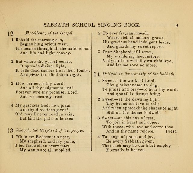 The American Sabbath School Singing Book: containing hymns, tunes, scriptural selections and chants, for Sabbath schools page 9