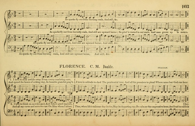 The American Vocalist: a selection of tunes, anthems, sentences, and hymns, old and new: designed for the church, the vestry, or the parlor; adapted to every variety of metre in common use. (Rev. ed.) page 103