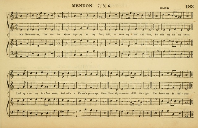 The American Vocalist: a selection of tunes, anthems, sentences, and hymns, old and new: designed for the church, the vestry, or the parlor; adapted to every variety of metre in common use. (Rev. ed.) page 183
