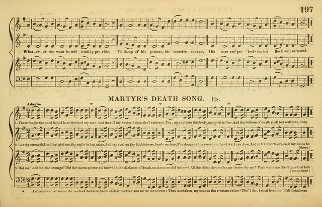 The American Vocalist: a selection of tunes, anthems, sentences, and hymns, old and new: designed for the church, the vestry, or the parlor; adapted to every variety of metre in common use. (Rev. ed.) page 197