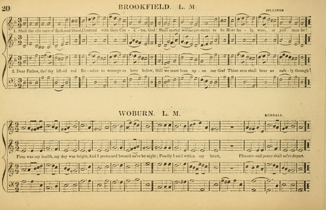 The American Vocalist: a selection of tunes, anthems, sentences, and hymns, old and new: designed for the church, the vestry, or the parlor; adapted to every variety of metre in common use. (Rev. ed.) page 20