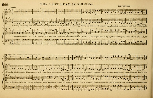 The American Vocalist: a selection of tunes, anthems, sentences, and hymns, old and new: designed for the church, the vestry, or the parlor; adapted to every variety of metre in common use. (Rev. ed.) page 206