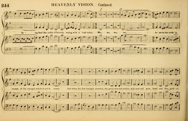 The American Vocalist: a selection of tunes, anthems, sentences, and hymns, old and new: designed for the church, the vestry, or the parlor; adapted to every variety of metre in common use. (Rev. ed.) page 244