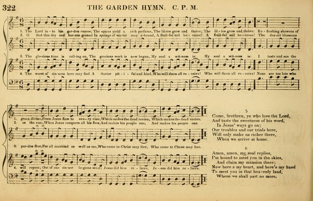The American Vocalist: a selection of tunes, anthems, sentences, and hymns, old and new: designed for the church, the vestry, or the parlor; adapted to every variety of metre in common use. (Rev. ed.) page 322