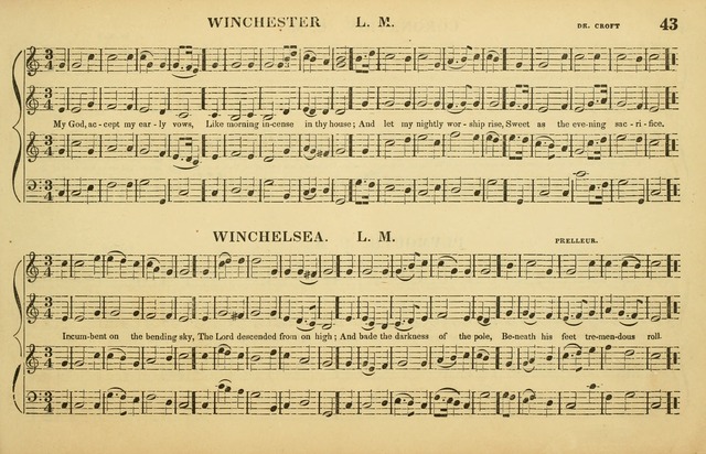 The American Vocalist: a selection of tunes, anthems, sentences, and hymns, old and new: designed for the church, the vestry, or the parlor; adapted to every variety of metre in common use. (Rev. ed.) page 43
