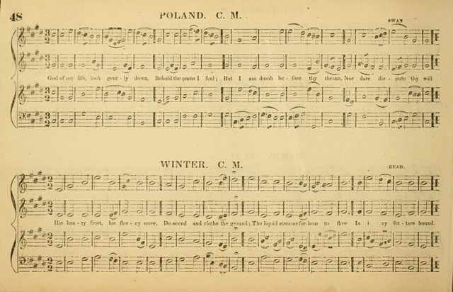 The American Vocalist: a selection of tunes, anthems, sentences, and hymns, old and new: designed for the church, the vestry, or the parlor; adapted to every variety of metre in common use. (Rev. ed.) page 48