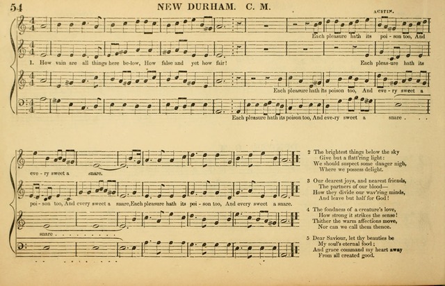 The American Vocalist: a selection of tunes, anthems, sentences, and hymns, old and new: designed for the church, the vestry, or the parlor; adapted to every variety of metre in common use. (Rev. ed.) page 54