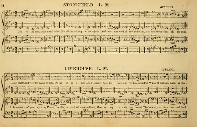 The American Vocalist: a selection of tunes, anthems, sentences, and hymns, old and new: designed for the church, the vestry, or the parlor; adapted to every variety of metre in common use. (Rev. ed.) page 6