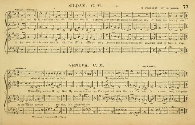 The American Vocalist: a selection of tunes, anthems, sentences, and hymns, old and new: designed for the church, the vestry, or the parlor; adapted to every variety of metre in common use. (Rev. ed.) page 77