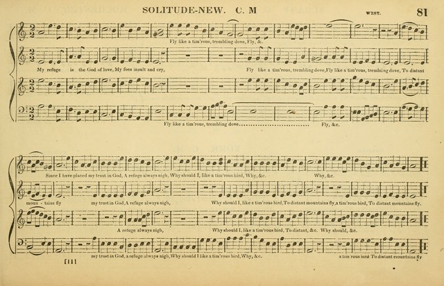 The American Vocalist: a selection of tunes, anthems, sentences, and hymns, old and new: designed for the church, the vestry, or the parlor; adapted to every variety of metre in common use. (Rev. ed.) page 81