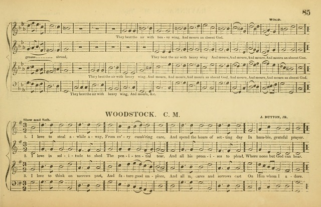 The American Vocalist: a selection of tunes, anthems, sentences, and hymns, old and new: designed for the church, the vestry, or the parlor; adapted to every variety of metre in common use. (Rev. ed.) page 85
