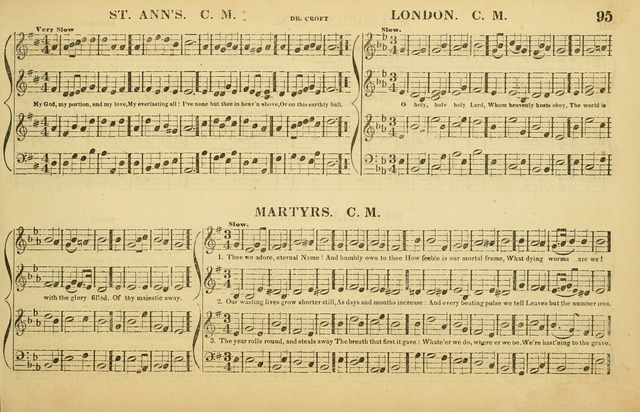 The American Vocalist: a selection of tunes, anthems, sentences, and hymns, old and new: designed for the church, the vestry, or the parlor; adapted to every variety of metre in common use. (Rev. ed.) page 95
