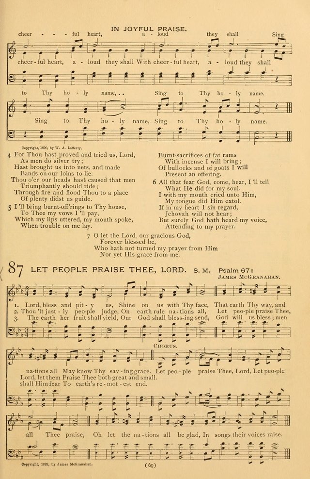 Bible Songs: consisting of selections from the Psalms set to music suitable for Sabbath Schools, prayer meetings, etc. page 69