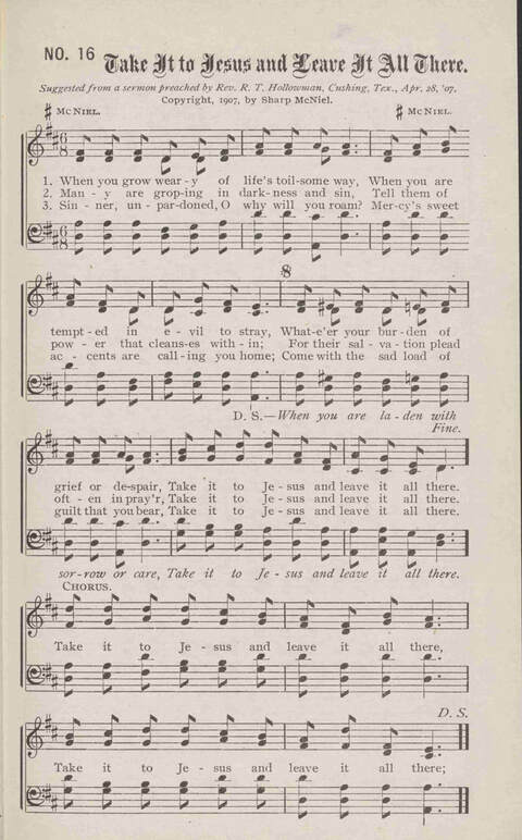 Crowning Carols: a superior collection of Sacred songs for the Church, Sunday school, singing class, singing convention, etc. page 17