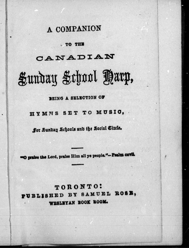 A Companion to the Canadian Sunday School Harp: being a selection of hymns set to music, for Sunday schools and the social circle page v