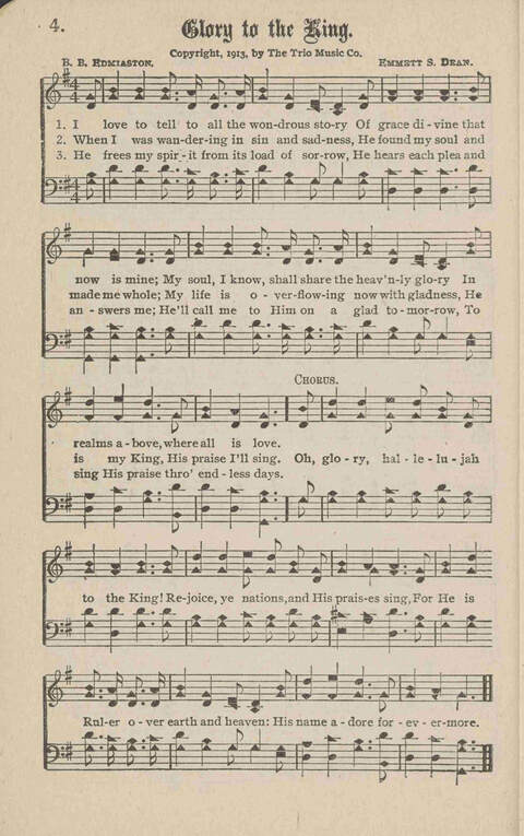 Church Evangel: a choice collection of gospel songs for church and evangelistic work page 4