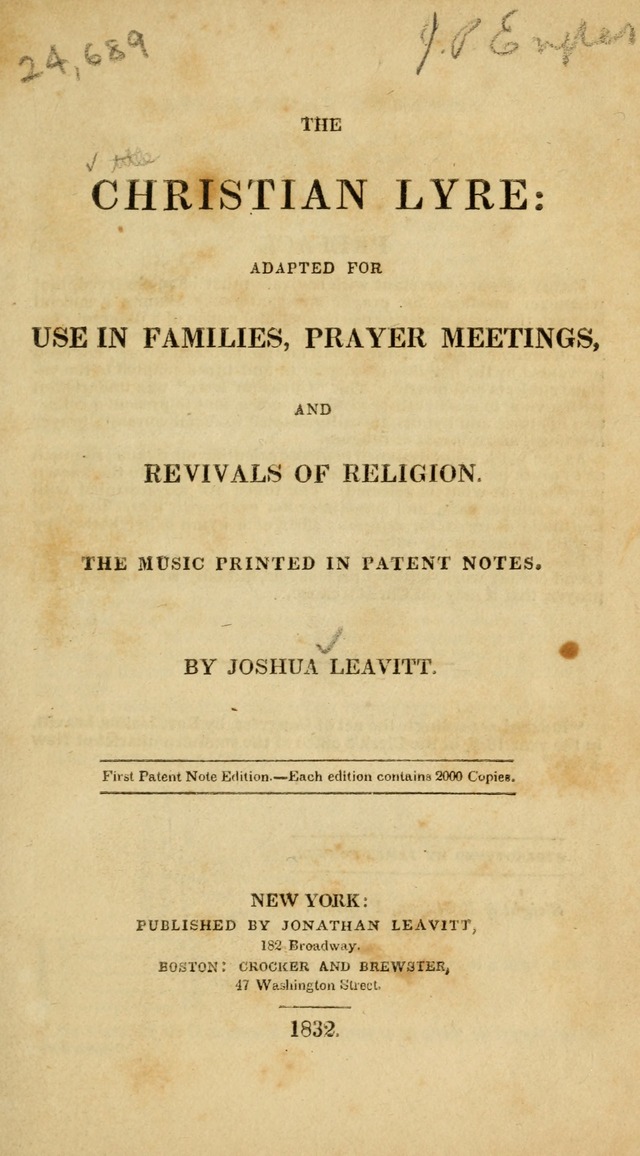 The Christian Lyre: adapted for use in families, prayer meetings, and revivals of religion page 1