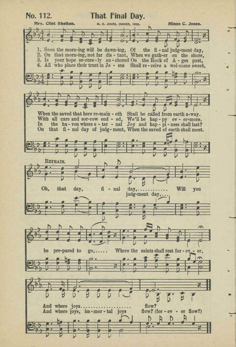 Christian Praise: edited and compiled for use in Sunday schools, churches, evangelistic meetings, singing conventions and all religious services page 100