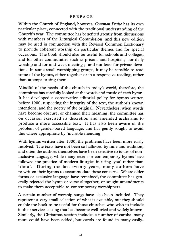 Common Praise: A new edition of Hymns Ancient and Modern page ix