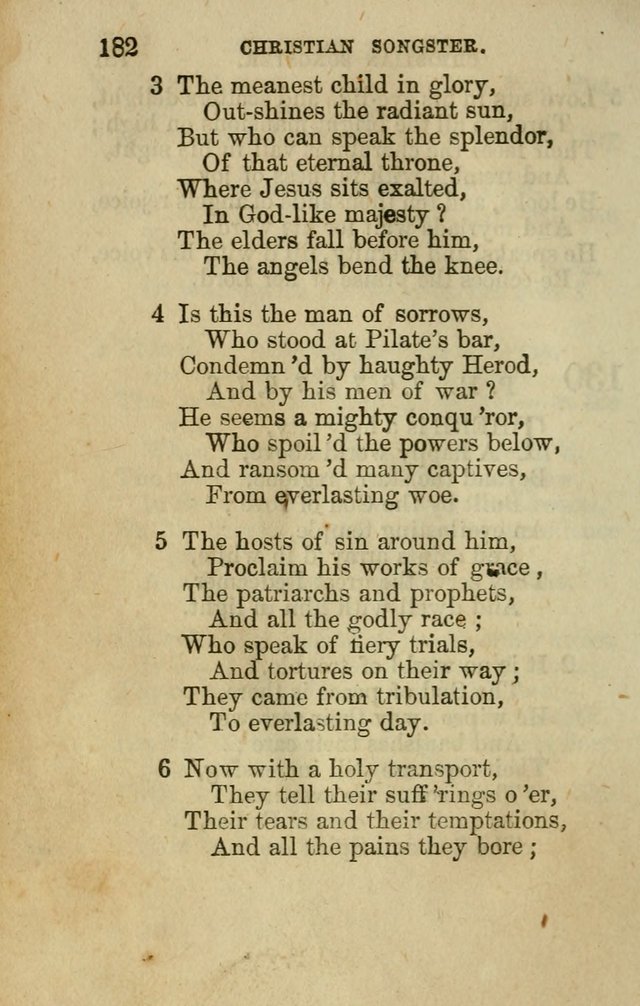 The Christian Songster: a collection of hymns and spiritual songs, usually sung at camp, prayer, and social meetings, and revivals of religion. Designed for all denominations page 191