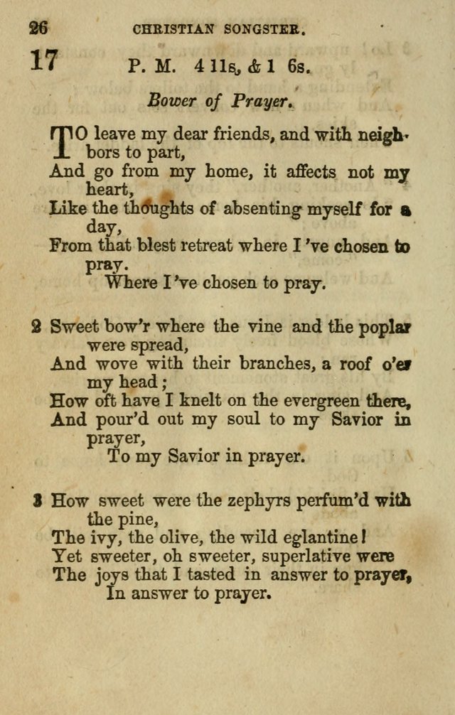 The Christian Songster: a collection of hymns and spiritual songs, usually sung at camp, prayer, and social meetings, and revivals of religion. Designed for all denominations page 33