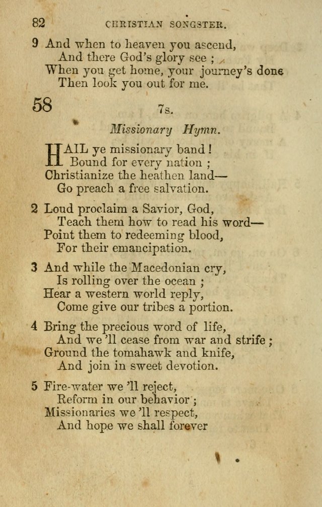The Christian Songster: a collection of hymns and spiritual songs, usually sung at camp, prayer, and social meetings, and revivals of religion. Designed for all denominations page 89