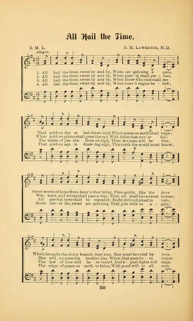 Celestial Sonnets: a collection of new and original songs and hymns of peace and progress, designed for public gatherings, home circles, religious, spiritual, temperance, social and camp meetings, etc page 63