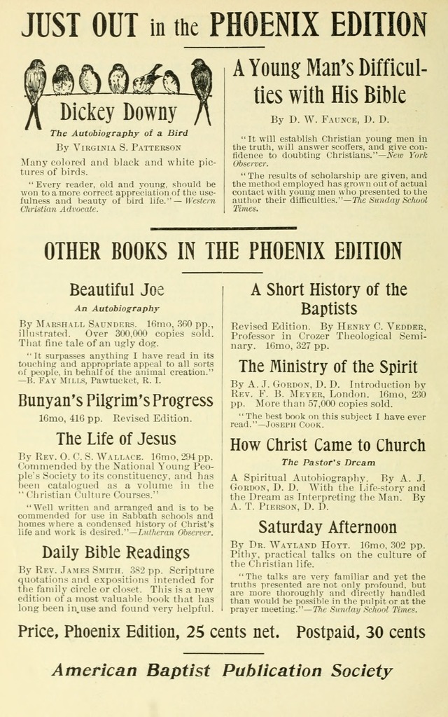 Choice Songs: a collection of Sunday school and gospel songs for use in churches, Sunday schools, young people
