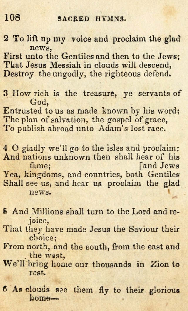 A Collection of Sacred Hymns, for the Church of the Latter Day Saints page 108