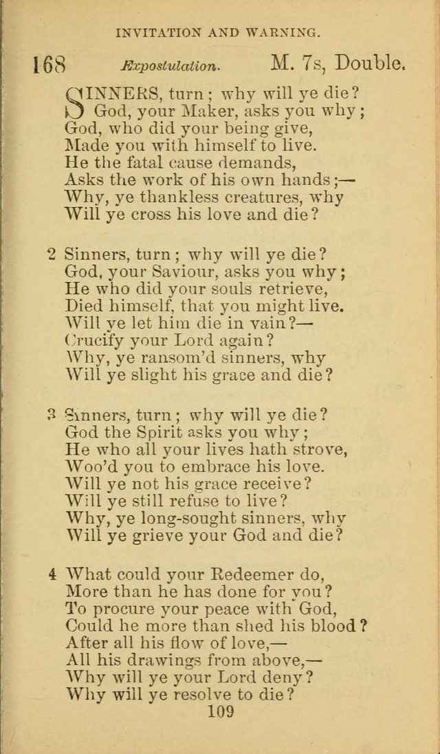 A Collection of Spiritual Hymns: adapted to the Various Kinds of Christian Worship, and especially designed for the use of the Brethren in Christ. 2nd ed. page 111