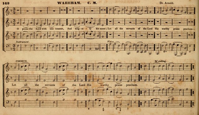 The Choir: or, Union collection of church music. Consisting of a great variety of psalm and hymn tunes, anthems, &c. original and selected. Including many beautiful subjects from the works.. (2nd ed.) page 142