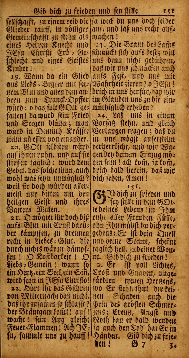 Das Kleine Davidische Psalterspiel der Kinder Zions von alten und neuen auserlesenen Geistes-Gesängen allen wahren heyls-begierigen Säuglingen der Weisheit, insonderheit aber denen Gemeinden des Herrn page 151