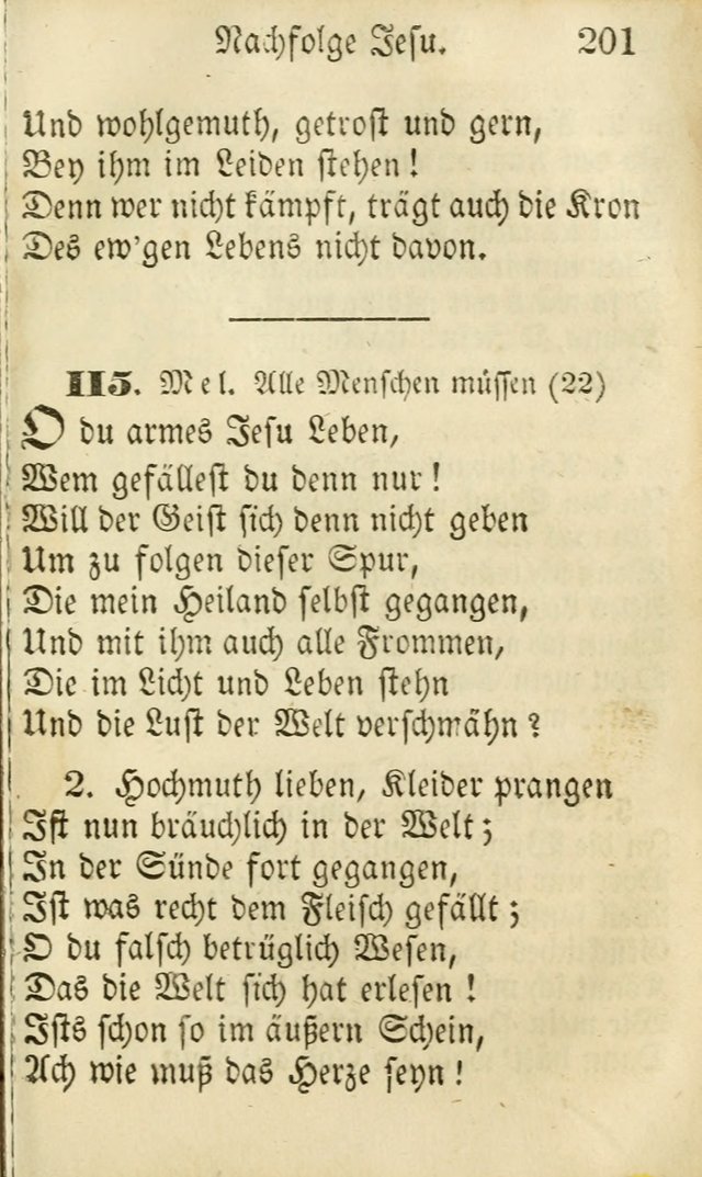 Die Gemeinschaftliche Liedersammlung: zum allgemeinen Gebrauch des wahren Gottesdienstes: mit einem inhalt sammt zwensachen register versehen (3 aufl.) page 201