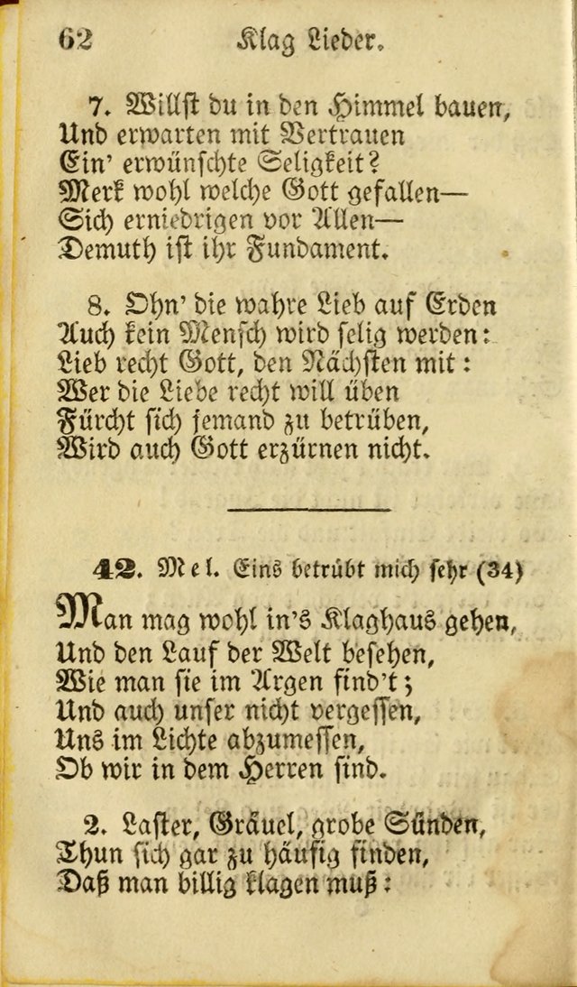 Die Gemeinschaftliche Liedersammlung: zum allgemeinen Gebrauch des wahren Gottesdienstes: mit einem inhalt sammt zwensachen register versehen (3 aufl.) page 62