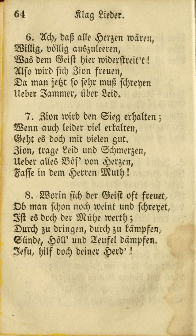 Die Gemeinschaftliche Liedersammlung: zum allgemeinen Gebrauch des wahren Gottesdienstes: mit einem inhalt sammt zwensachen register versehen (3 aufl.) page 64
