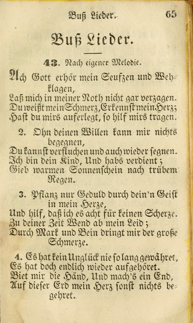 Die Gemeinschaftliche Liedersammlung: zum allgemeinen Gebrauch des wahren Gottesdienstes: mit einem inhalt sammt zwensachen register versehen (3 aufl.) page 65