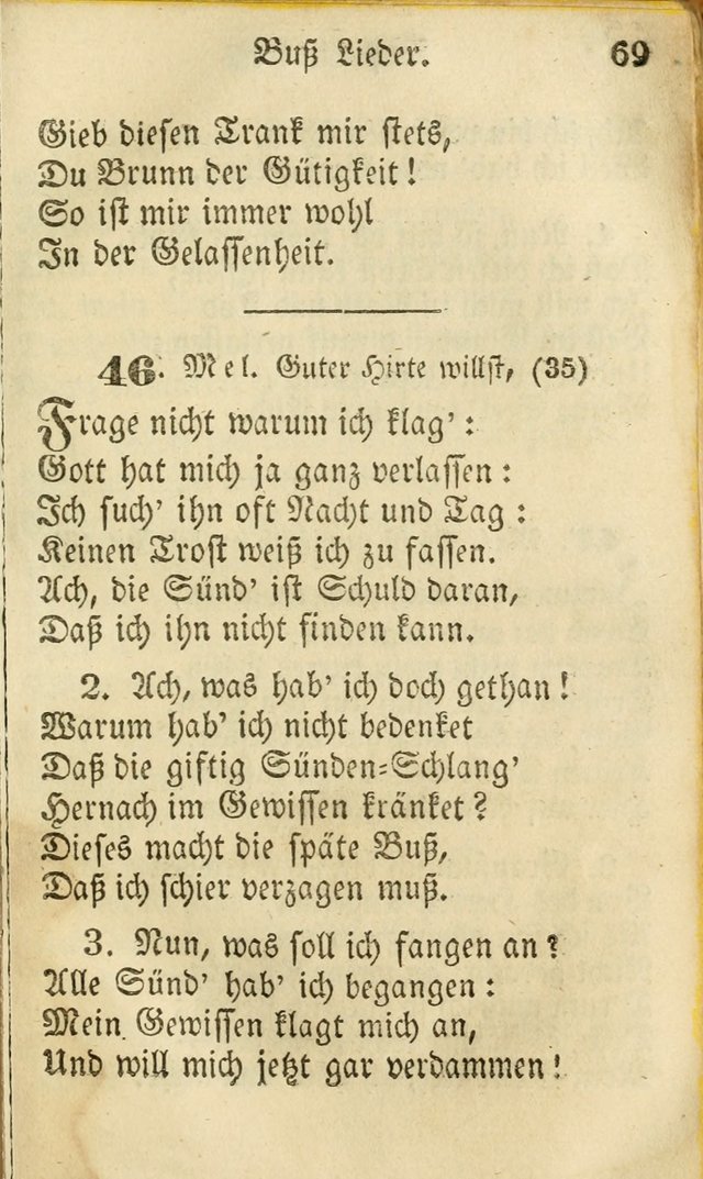 Die Gemeinschaftliche Liedersammlung: zum allgemeinen Gebrauch des wahren Gottesdienstes: mit einem inhalt sammt zwensachen register versehen (3 aufl.) page 69