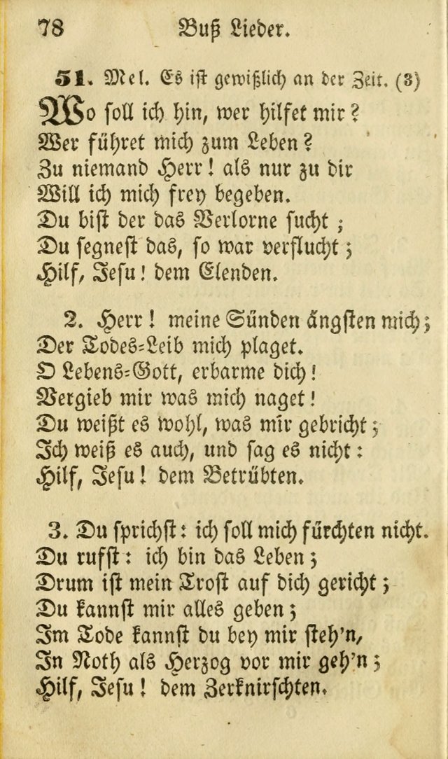 Die Gemeinschaftliche Liedersammlung: zum allgemeinen Gebrauch des wahren Gottesdienstes: mit einem inhalt sammt zwensachen register versehen (3 aufl.) page 78