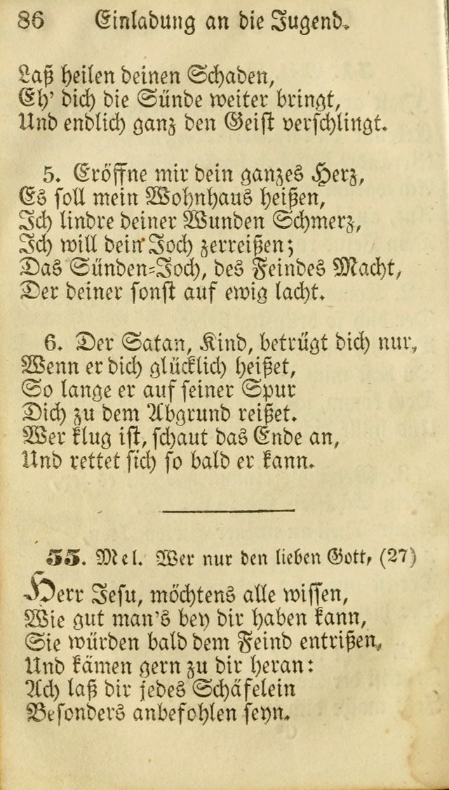 Die Gemeinschaftliche Liedersammlung: zum allgemeinen Gebrauch des wahren Gottesdienstes: mit einem inhalt sammt zwensachen register versehen (3 aufl.) page 86