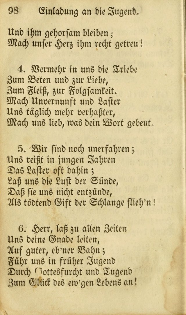 Die Gemeinschaftliche Liedersammlung: zum allgemeinen Gebrauch des wahren Gottesdienstes: mit einem inhalt sammt zwensachen register versehen (3 aufl.) page 98