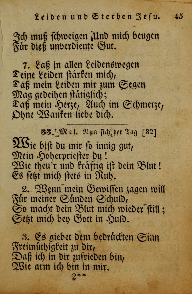 Die Gemeinschaftliche Liedersammlung: zum allgemeinen Gebrauch des wahren Gotrtesdienstes; mit einem inhalt sammt zweisachem Register versehen (4th Aufl) page 45