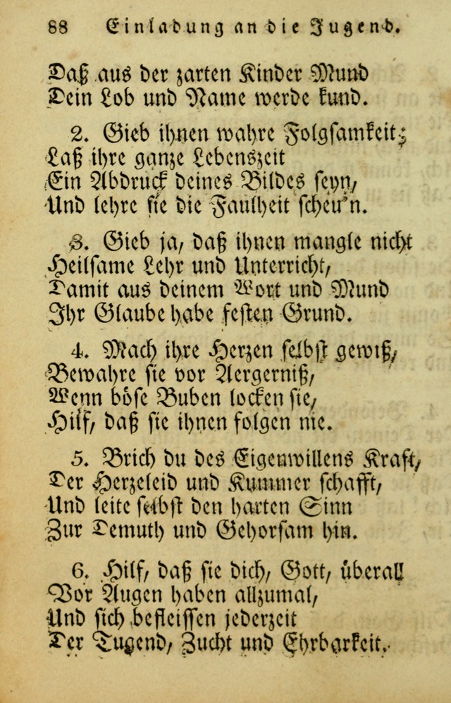 Die Gemeinschaftliche Liedersammlung: zum allgemeinen Gebrauch des wahren Gotrtesdienstes; mit einem inhalt sammt zweisachem Register versehen (4th Aufl) page 88