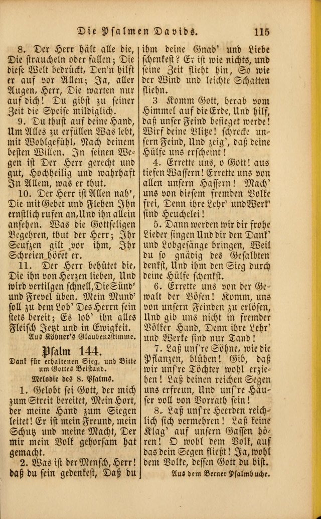 Die Psalmen Davids: nebst einer Sammlung Geistlicher lieder für Oeffentlichen und Privat-Gottesdienst page 115