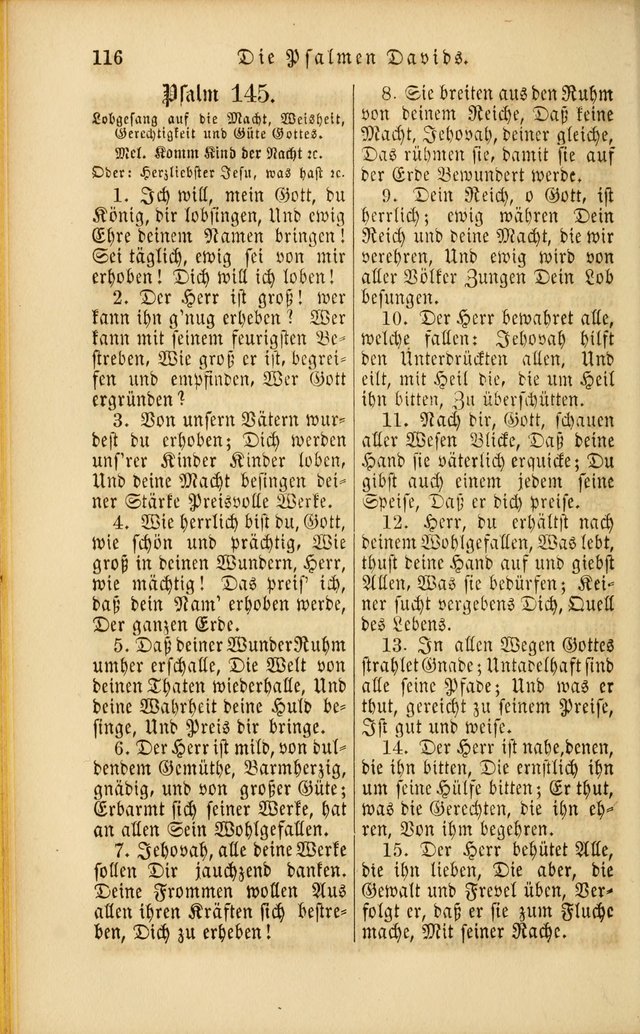 Die Psalmen Davids: nebst einer Sammlung Geistlicher lieder für Oeffentlichen und Privat-Gottesdienst page 116