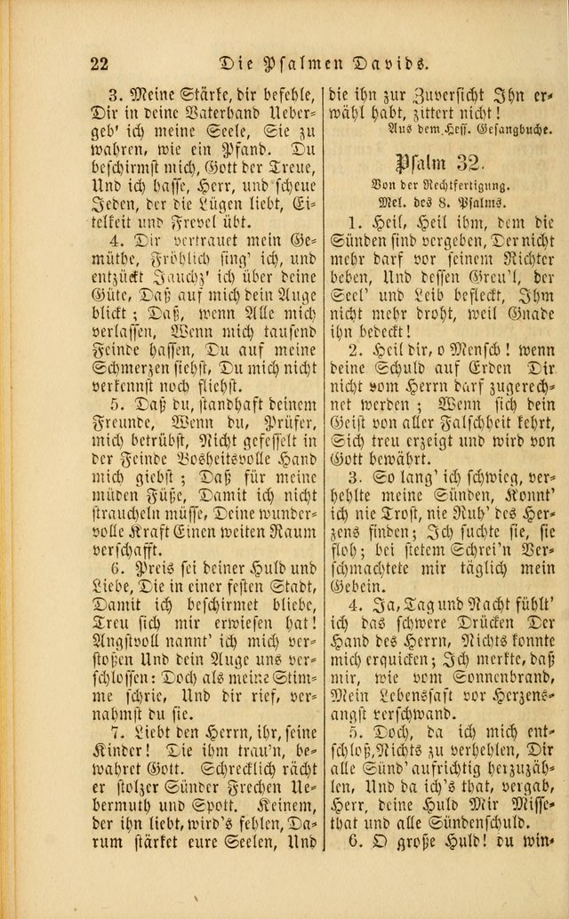 Die Psalmen Davids: nebst einer Sammlung Geistlicher lieder für Oeffentlichen und Privat-Gottesdienst page 22
