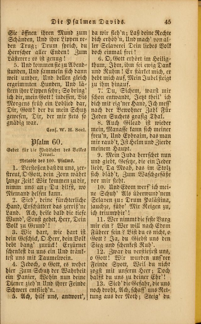 Die Psalmen Davids: nebst einer Sammlung Geistlicher lieder für Oeffentlichen und Privat-Gottesdienst page 45